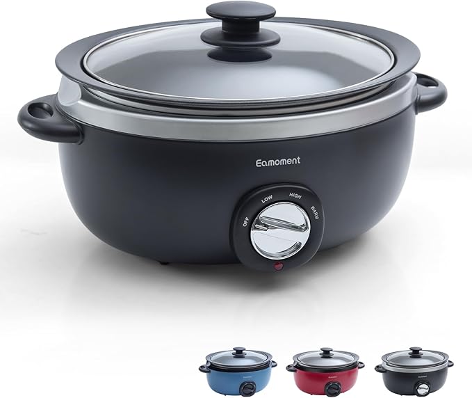 3.5 Quart Slow Cooker Black Uniform Heating,Non Stick Pot,Aluminum, Makes Your Food More Delicious.Suitable as a Gift for Wives,Parents,and Friends