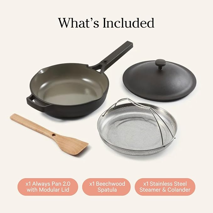 Our Place Always Pan 2.0 | 10.5" Ceramic Pan with Modular Lid, Steamer Basket & Spatula | Patented 10-in-1 Nonstick, Non-Toxic Cookware Made Without PFAS | Induction & Oven-Safe up to 450째F | Char