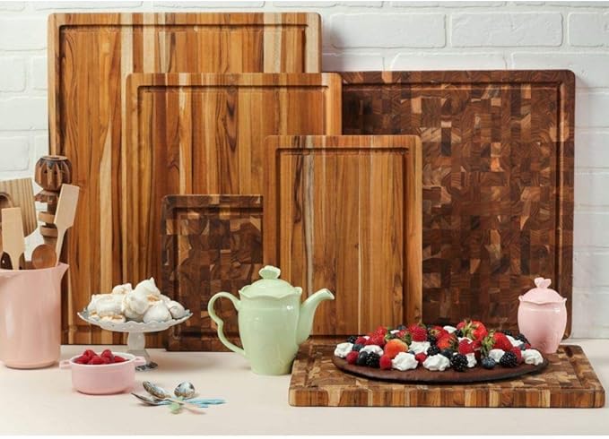 Teakhaus Cutting Board - Medium (M) Wood Cutting Board with Juice Groove (18?쒵 x 14?쓂) Holiday Gift Ideas for Men and Women - Gift-Ready, Thin, Lightweight, Reversible, Knife Friendly - FSC Certified