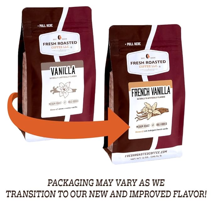 Fresh Roasted Coffee, French Vanilla Flavored Coffee, 12 oz, Medium Roast, Kosher, Ground