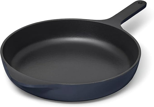 Caraway Cast Iron Skillet - 10.5??Enameled Cast Iron Pan With 3 Layer Enamel Coating - No Seasoning Required - Compatible With All Stovetops - Free From Forever Chemicals - Midnight Blue