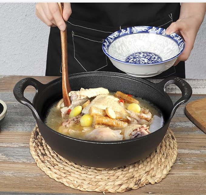 Cast Iron Wok with Handles, Grilling Wok, Use in the Oven, on the Stove, or on the Grill (Wok with Lid 11 inch)