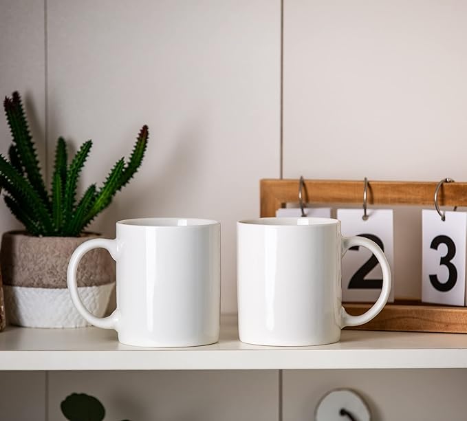GBHOME 12 OZ Off White Coffee Mugs, Ceramic Bulk Coffee Mugs with Large Handle for Man, Woman, Light Weight Coffee Mugs Set of 6 for Latte/Cappuccino/Cocoa/Milk, Dishwasher & Microwave Safe