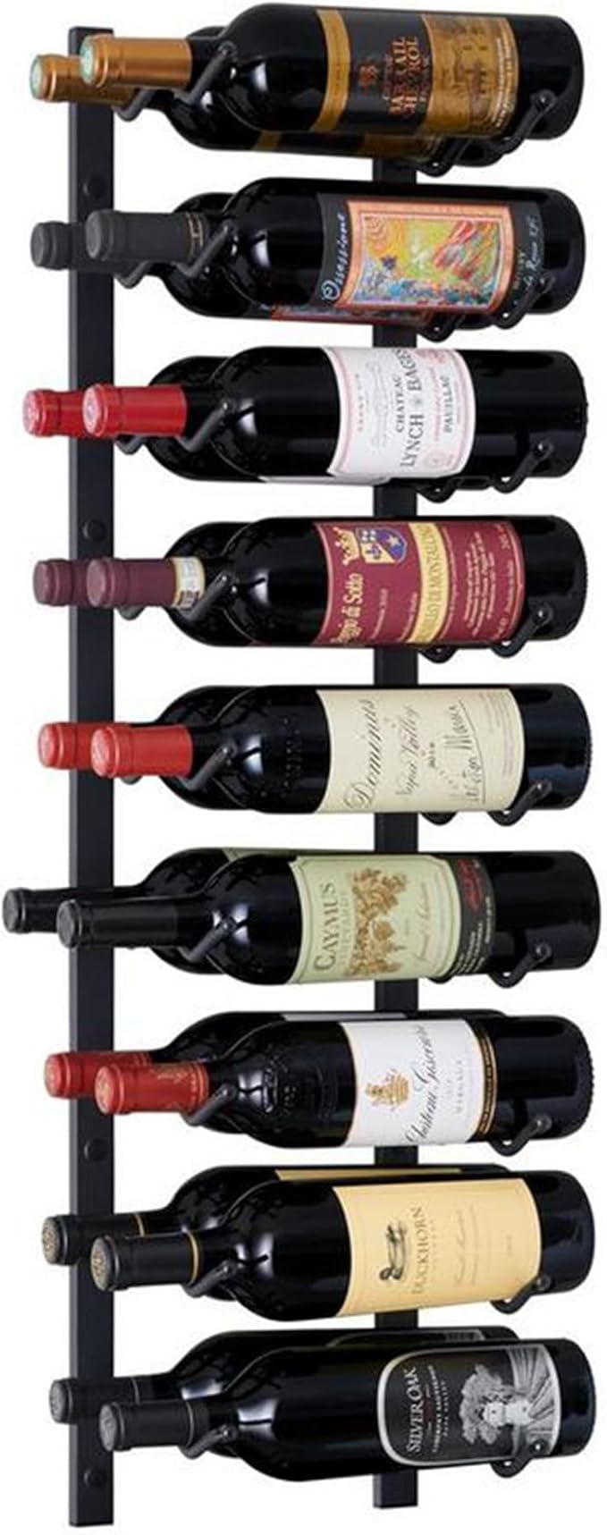 Wine Enthusiast N'FINITY 18 Bottle Wall Mounted Metal Wine Rack ??Label Forward Wine Rack with Easy Installation - 3' Tall, 2 Column Deep (Black)