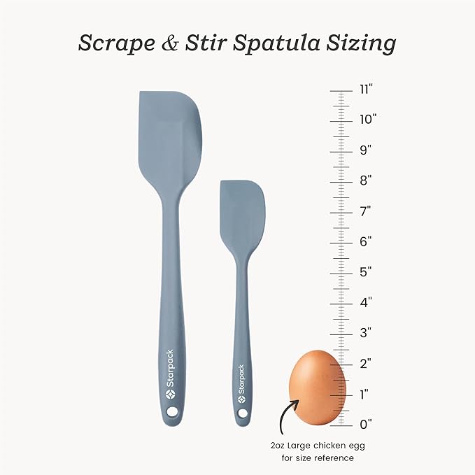 Starpack 'Scrape & Stir' Silicone Spatula Set (2 Pcs) - Heat Resistant Spatulas Set 600째F - Food Grade Kitchen Spatulas - LFGB Grade Nonstick Baking and Cooking Rubber Spatula Set