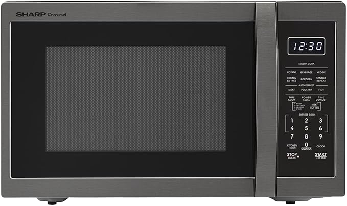 SHARP Countertop Microwave Oven with Removable 12.4" Carousel Turntable, 1.4 Cubic Feet, 1100 Watt, Black Stainless Steel