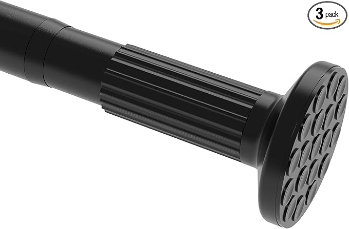 Tension Curtain Rod, 51-126 Inch,Spring Closet Rod, for Windows or Shower, Easy to Install, No Drilling, No Rust, for Bathroom, Rod Diameter 1.26 Inches, Black,Umimile