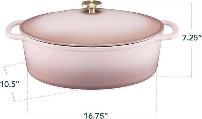 Best Choice Products Oval 7.5 Quart Enamel Cast-Iron Dutch Oven, Heavy-Duty Pre-Seasoned for Baking, Cooking w/Side Handles ??Mushroom Beige