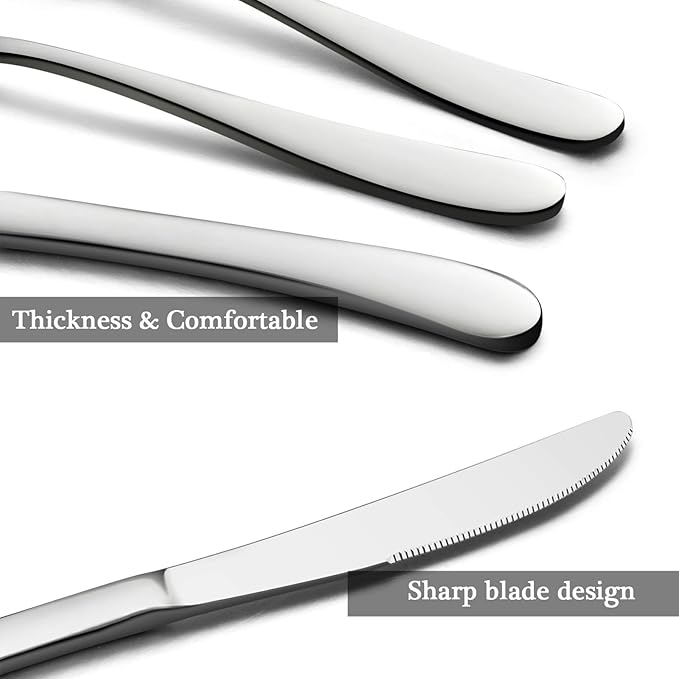 HaWare Silverware Set for 12, 60-Piece Heavy Duty Stainless Steel Flatware Utensils, Food Grade Cutlery Set Including Knife Fork and Spoon, Modern Tableware for Home and Restaurant, Dishwasher Safe