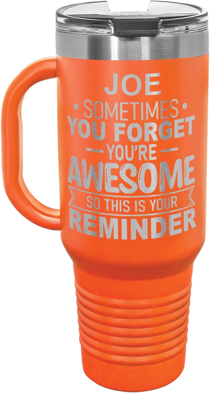 Personalized Inspirational Tumbler, Inspirational Gifts for Men Dad Father Wife Sister Women, Custom Birthday For Him Her, Customized You?셱e Awesome Tumbler, Teacher Coworker Gifts 40oz Orange