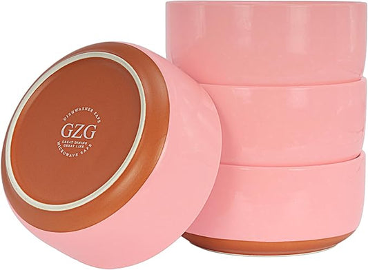 GZG 6 Inch Ceramic Cereal Bowls Set of 4, 28oz Large Soup Salad Pasta Bowls, Porcelain Oatmeal Bowl for Kitchen, Microwave & Dishwasher Safe
