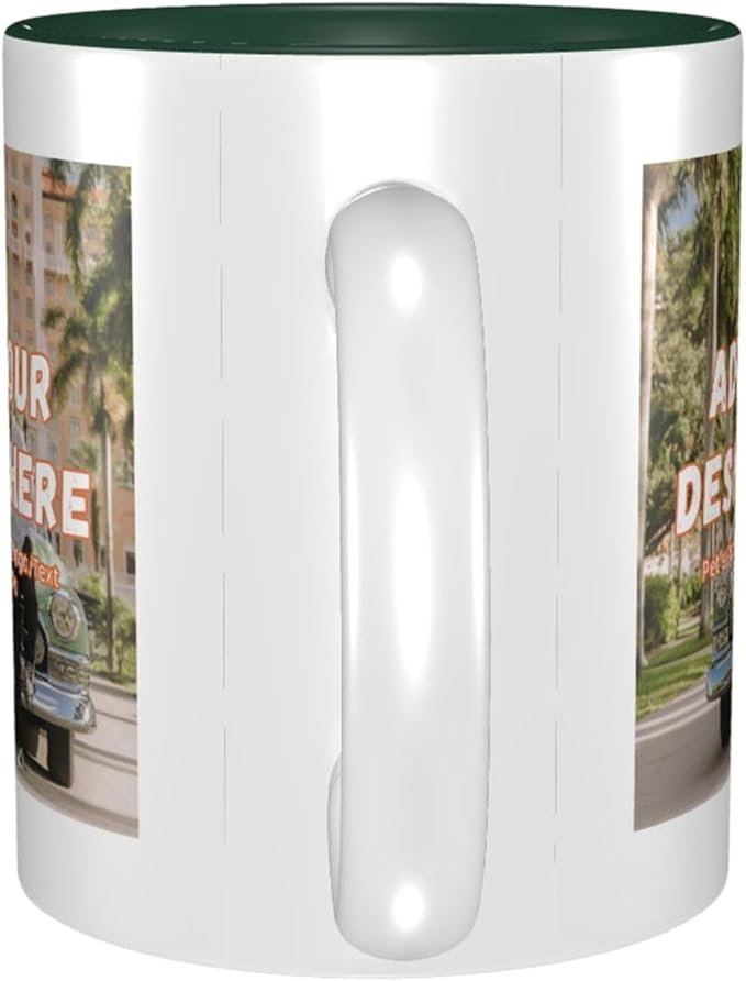 Custom Color Mugs with Partial or Full-Size Printing Customizable Photos and Text Coffee Mugs Creative Multicolor Designs Image (Partial, Dark Green)