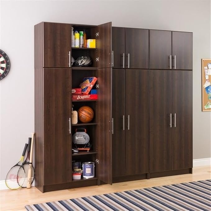 Atlin Designs 65" H Mid-Century Engineered Wood Storage Cabinet, 2-Door, Adjustable Shelves, Assembly Required, for Kitchen/Entryway/Laundry Room, in Rich Espresso Finish