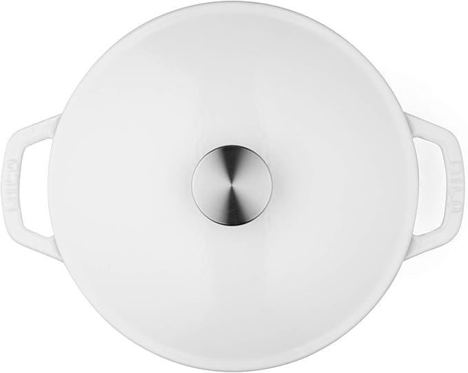 Milo by Kana 3.5-quart Enameled Cast Iron Dutch Oven with Lid | Premium Casserole Cooking Pot | Enamel Coating Inside and Out | Oven Safe and Dishwasher Friendly (White with Silver Knob)