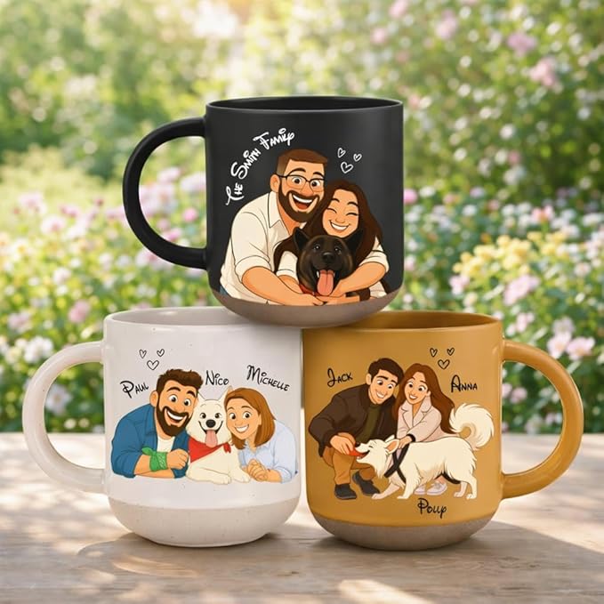 Custom Valentine Pottery Mug with Animated Photo, Personalized Couple Coffee Cups with Animated Effects, Custom Valentine Gifts for Boyfriend Girlfriend, Personalized Gifts for Couple