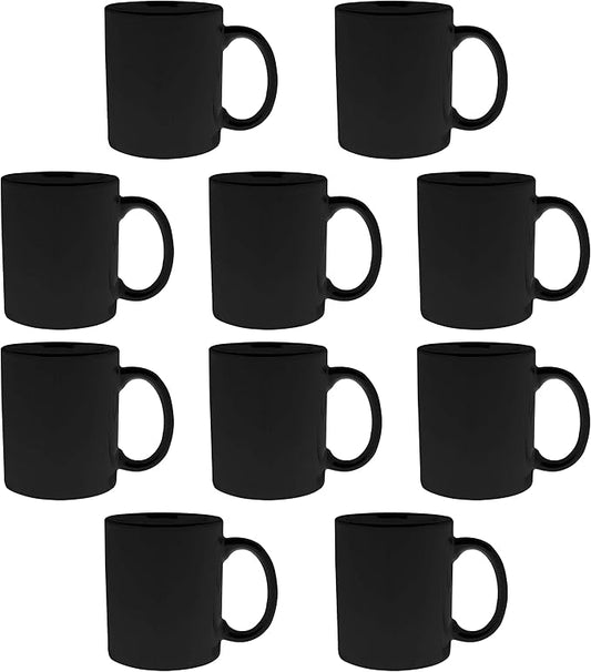 DISCOUNT PROMOS Ceramic Mugs ??11 oz. Set of 10, Personalized Bulk Pack, Perfect for Hot or Iced Drinks, Gaming ??Black