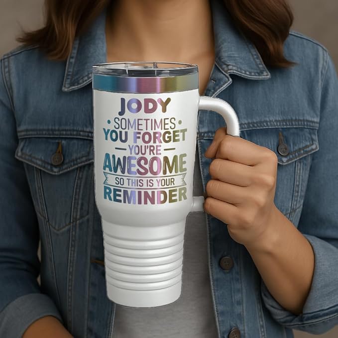 Personalized Inspirational Tumbler, Inspirational Gifts for Men Dad Father Wife Sister Women, Custom Birthday For Him Her, Customized You?셱e Awesome Tumbler, Teacher Coworker Gifts 40oz White Prism