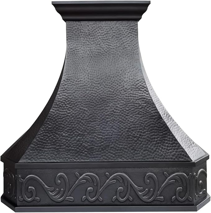 CT Copper Tailor Copper Vent Hood Island Mount,60'' W,39''H,1260 CFM Exhaust Fan,Stainless Steel Vent,LED Light,Dishwasher-Safe Baffle Filters,Heavy Hammered-Dark Patina,VH3A