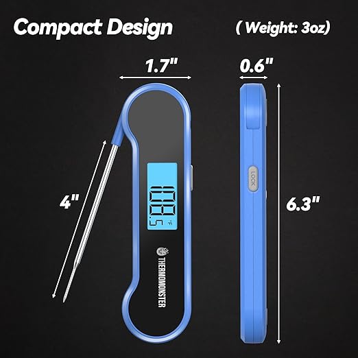0.5 Sec Instant Read Meat Thermometer Digital with 짹0.5??Precision, Food Thermometer for Cooking Kitchen Gadgets, Oven Grill Candy BBQ Essentials Accessories, Gifts for Him Dad Men Birthday, Blue
