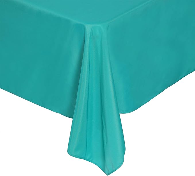 Cupuamon Rectangle Tablecloth 90x156 inch Washable Polyester Fabric Table Cloth for Wedding Party Dining Banquet Decoration（90x156, Turquoise）