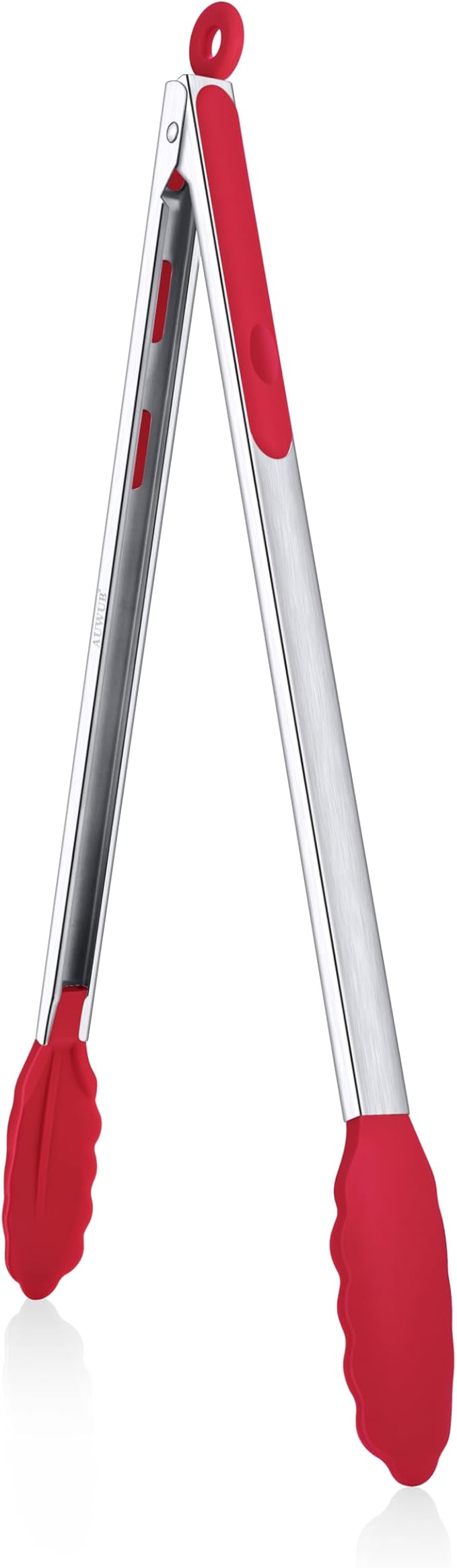 Salad Tongs, 7/9/12/16 Inch Silicone Food Tongs with 304 Stainless Steel Core, Easy-Grip, in Pistachio, Black, Blue, Orange, Red (Red, 16inch)