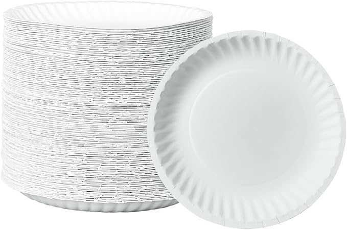 GUSTO [6 Inch - 300 Pack Uncoated White Paper Plates - Disposable, Decorative Paper Plates for Crafts (Formerly Comfy Package)