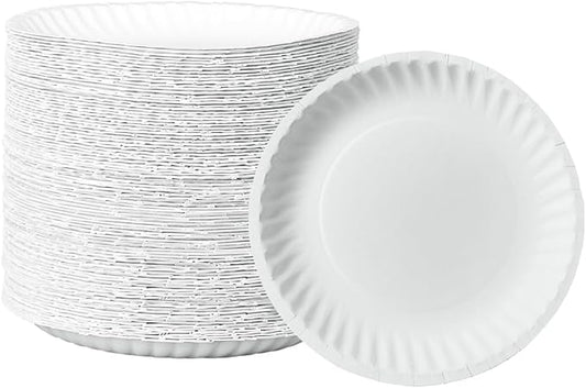 GUSTO [6 Inch - 300 Pack Uncoated White Paper Plates - Disposable, Decorative Paper Plates for Crafts (Formerly Comfy Package)