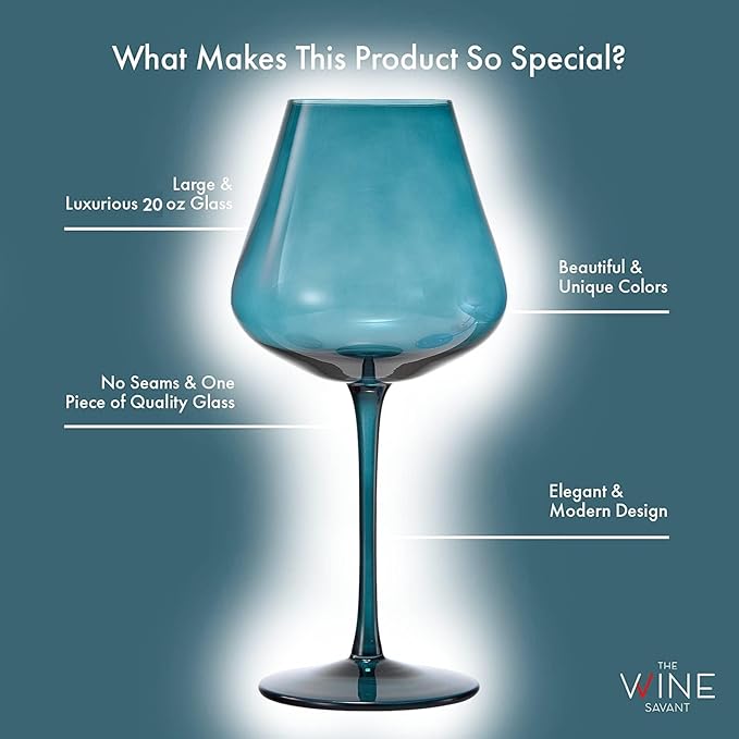 Khen Sunset Colored Crystal Wine Glass Set of 5, Large 20 OZ Glasses, Bright Italian Style Tall Stemmed Drinkware for Red & White Wine, Water Dinner Glasses, Color Beautiful Glassware - (Stemmed)
