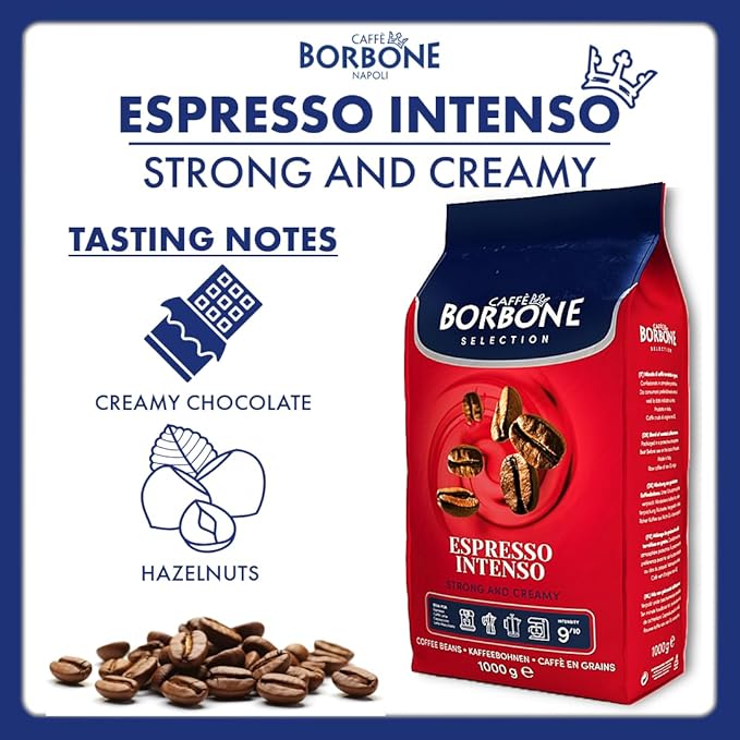Caff챔 Borbone Whole Bean Coffee, Medium Roast Robusta Blend, Espresso Intenso, Strong and Creamy Italian Coffee, 2.2 lb Bag