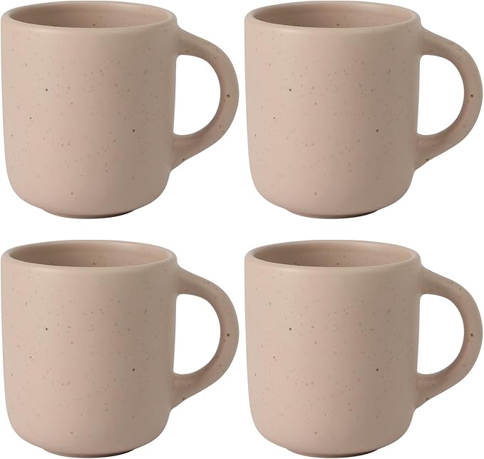 Bloomhouse - Two Time Oprah's Favorite Things Winner - Corsica Clay 4-Piece Mug Set ??Prosecco Blush Pink Stoneware Coffee & Tea Cups, Durable Ceramic Drinkware