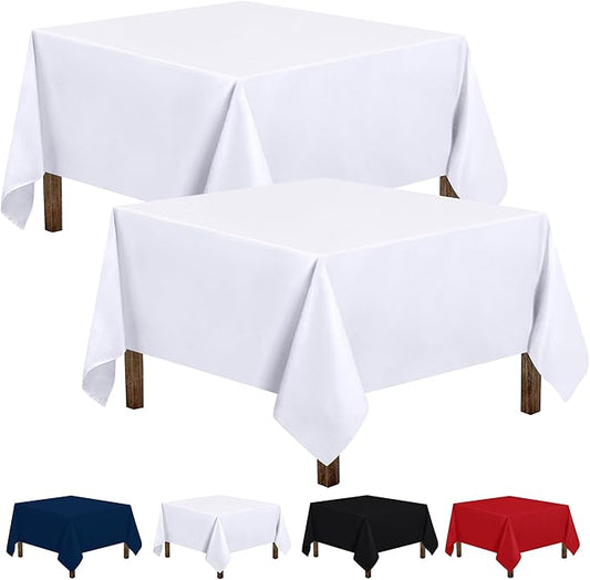 Utopia Kitchen Square Table Cloth 2 Pack(54x54 Inches, White), Tablecloth Machine Washable, Polyester Table Cover for Dining, Buffet Parties, Picnics, Events, Weddings and Restaurants