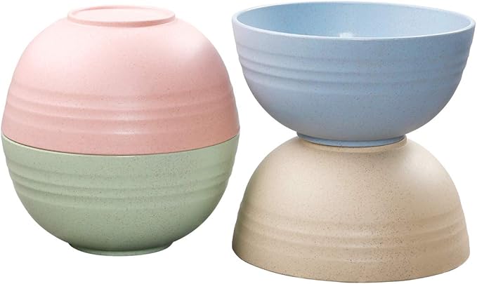 Unbreakable Cereal Bowls - 24 OZ Wheat Straw Fiber Lightweight Bowl Sets 8 - Dishwasher & Microwave Safe - for,Rice,Soup Bowls
