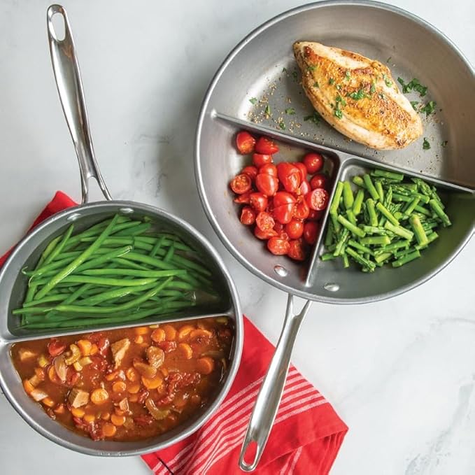 Nordic Ware 3-in-1 Divided Nonstick Skillet - 12 inch diameter; for cooking multiple foods, reheat leftovers pan