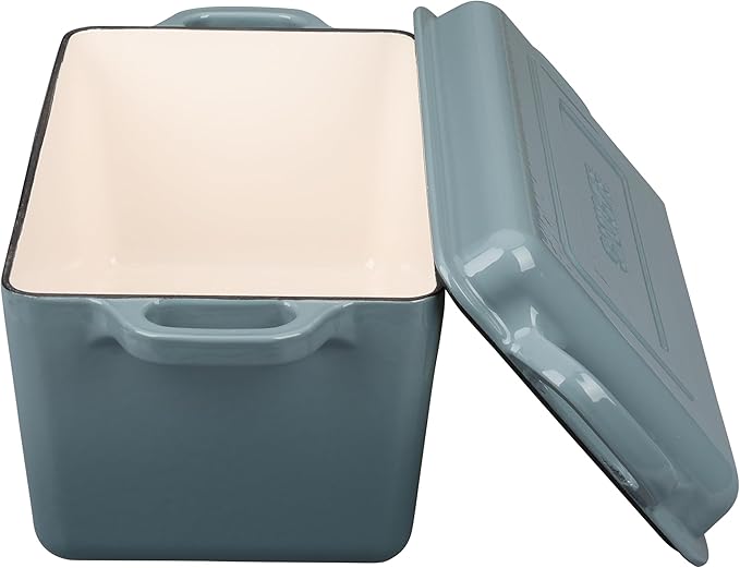 Enameled Cast Iron Dutch Oven, Oblong Bread Oven for Sourdough Bread Baking, Baking Pan, Dual Handles, Oven Safe, 4 Quart, Seasalt