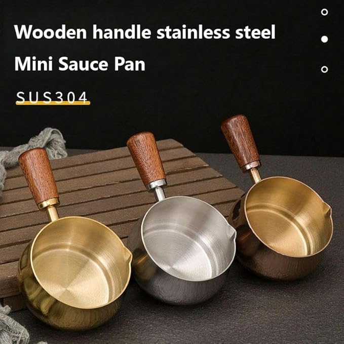 Mini Reusable Stainless Steel Sauce Pan, Chocolate Melting Pot & Dipping Bowl Set (2PCS, Rose Gold, 100ML)