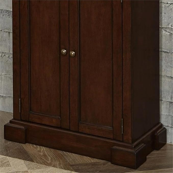 BOWERY HILL Traditional 4 Shelves Wood Kitchen Pantry in Brown Cherry