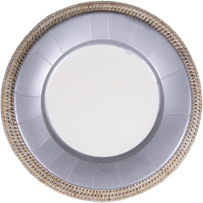 Caspari Linen Border Paper Dinner Plates in Silver - 16 Count