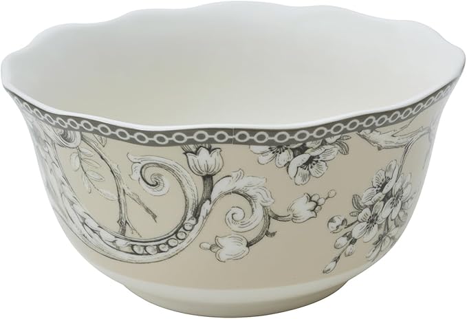 222 Fifth Adelaide 16-Piece Traditional Antique White Porcelain Dinnerware Set ??Service for 4, Romantic Bird & Floral Design, for Everyday Dining & Entertainment, Microwave & Dishwasher Safe
