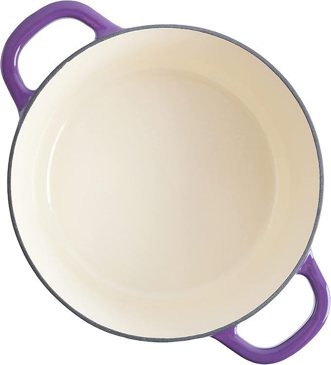 Crock-Pot Artisan 7-Quart Round Enameled Cast Iron Dutch Oven ??Lavender Purple, Durable Heavy-Duty Cookware for Slow Cooking, Baking, Roasting with Lid