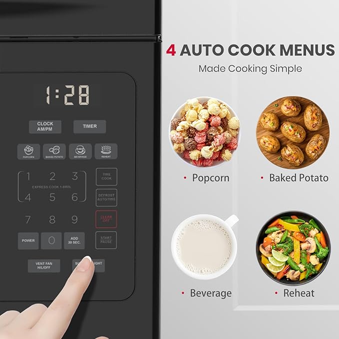 GASLAND 30 Inch Over the Range Microwave Oven, 1.7 Cu.ft Over Stove Microwave, 1000W with 10 Power Levels, Sensor Cooking, One Touch Cooking, 300 CFM, LED Lights, Black Microwave for Kitchen
