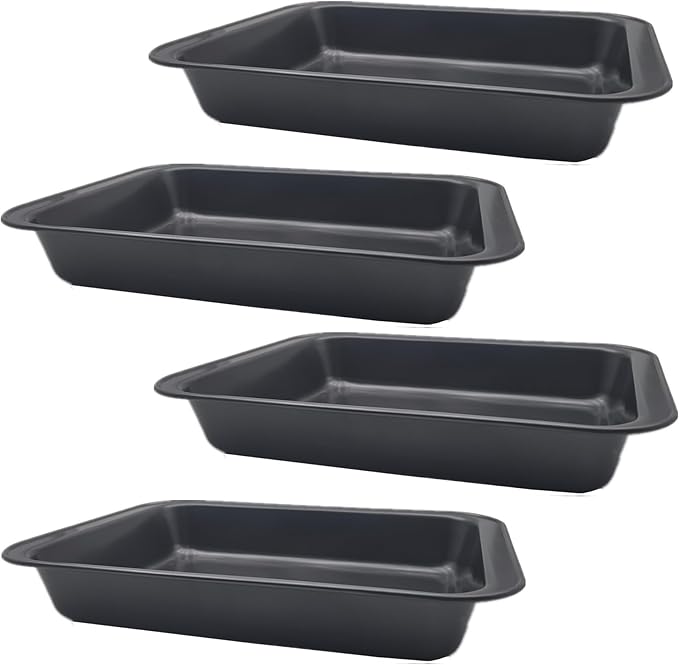 Zentriqlla 4 Pack Baking Pan, Rectangle Carbon Steel Cake Pan, 12.6 x 8.6 Inch Heavy Duty Nonstick Deep Oven Cookie Sheet Tray for Brownies, Lasagna, Sheet Cakes, Roasting Vegetables, BPA Free