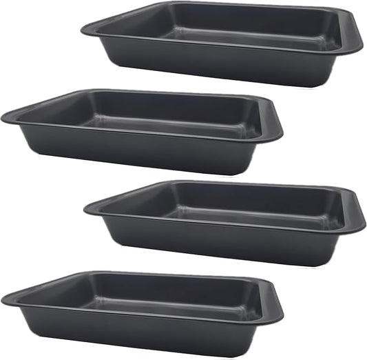 Zentriqlla 4 Pack Baking Pan, Rectangle Carbon Steel Cake Pan, 12.6 x 8.6 Inch Heavy Duty Nonstick Deep Oven Cookie Sheet Tray for Brownies, Lasagna, Sheet Cakes, Roasting Vegetables, BPA Free