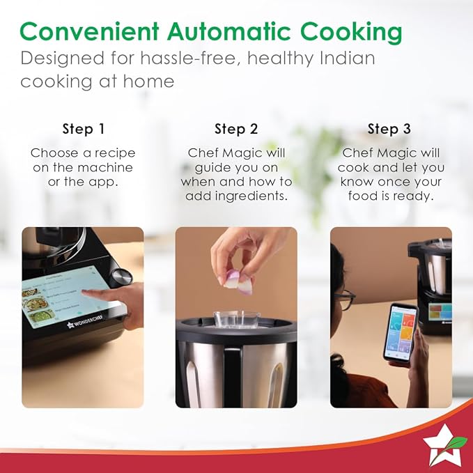 Wonderchef Chef Magic | All-in-One Kitchen Robot for Indian & International Cuisine | Automatic Chopping, Saut챕ing, Stirring, Kneading... | Mobile App | Recipes by Chef Sanjeev Kapoor | 2 Yr Warranty
