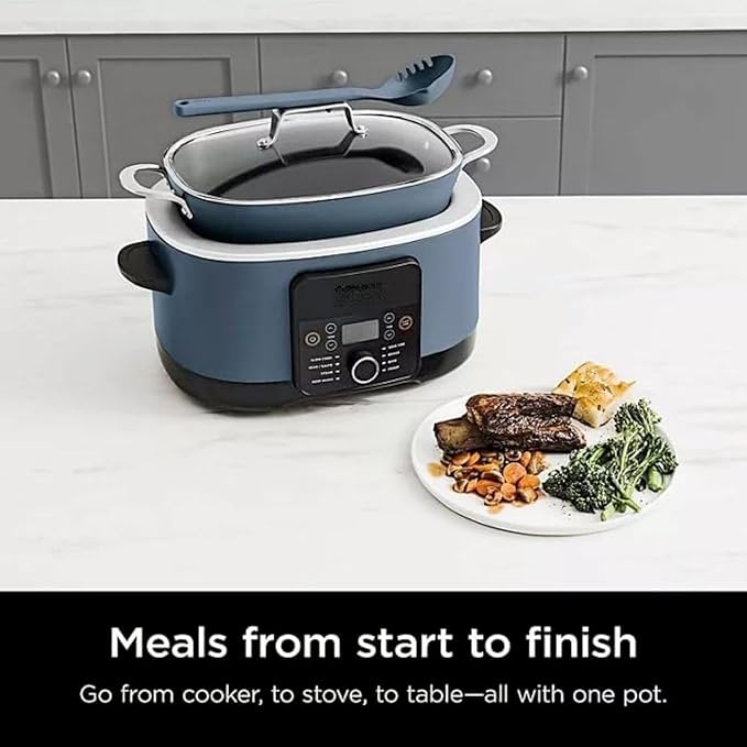 Ninja Foodi PossibleCooker PRO MC1000 8.5Qt Multicooker 8 in 1 Slow Cooker,Warmer, Glass Lid, Integrated Spoon, Nonstick (Blue)