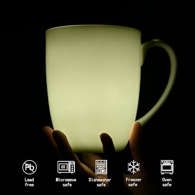 Plain White Fine Bone China Blank Coffee Mugs Set of 2, 11 Oz Tea Cups with Large Handle, Lightweight Ceramic Coffee Mugs, Aesthetic Coffee Cups