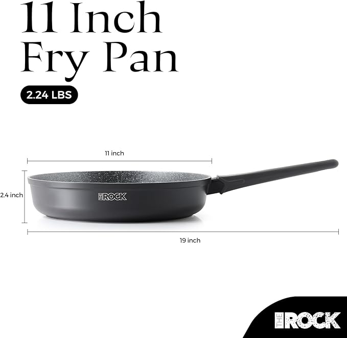 THE ROCK SOHO 11-Inch Non Stick Frying Pan ??Nothing Sticks, Never Warps, Lasts Longer, Healthy Skillet with Heat-Resistant Handle, PFOA Free, Oven & Dishwasher Safe, Black