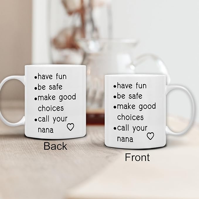 QASHWEY Funny Call Your Nana Coffee Mug, College Freshmen Students Graduation Gift, Call Your Nana Coffee Cups Ceramic 11 Ounce, College Gift Tea Mug Cup, Gifts for College Freshmen Grandkids