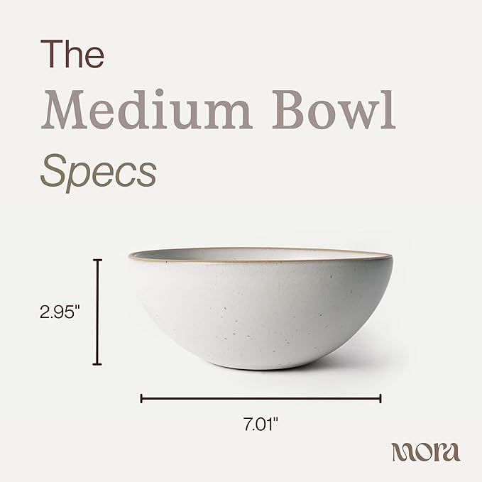 MORA Medium Bowls Set of 4, 28oz Ceramic Pottery Everyday Bowls - Microwave, Oven and Dishwasher Safe - Oat