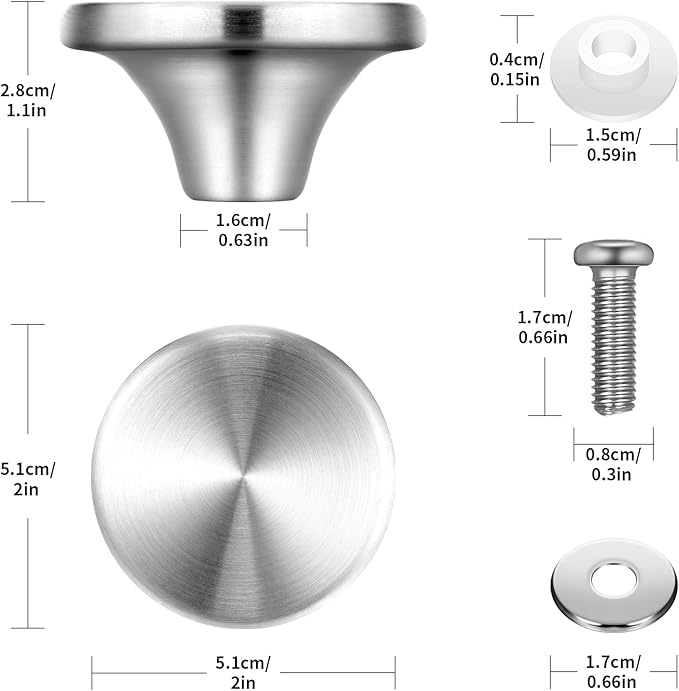 Hotop 4 Sets Dutch Oven Knob Stainless Steel Replacement Knob Pot Lid Handle Compatible with Le Creuset, Aldi, Lodge and Other Enameled Cast-Iron Dutch Oven (Silver)