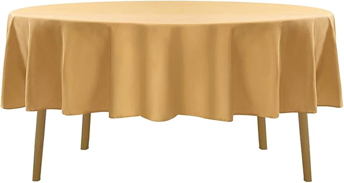 Cupuamon 90 inch Round Tablecloth Washable Polyester Table Cloth Decorative Table Cover for Wedding Party Dining Banquet（90 inch,Gold）